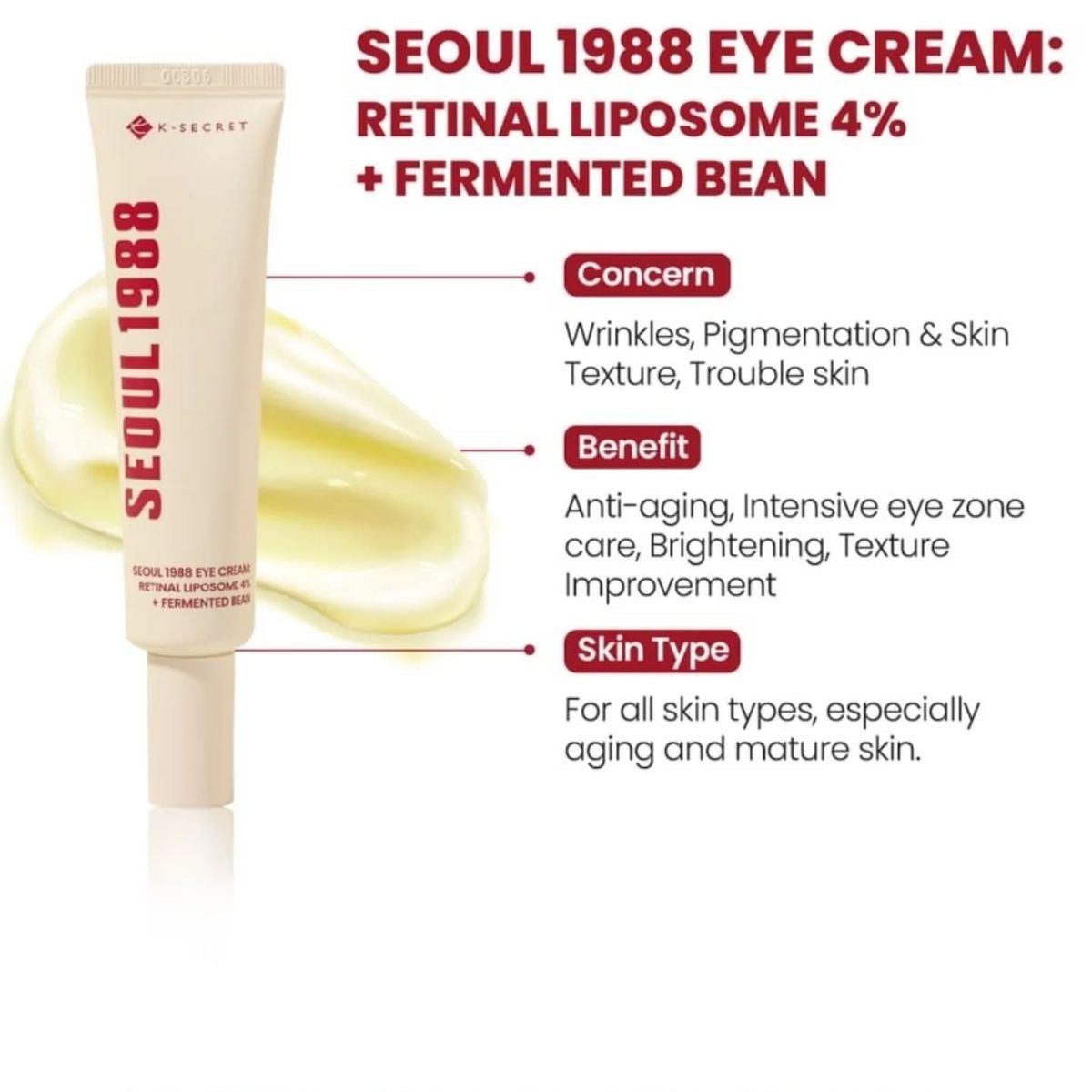 KSECRET - SEOUL 1988 Eye Cream : Retinal Liposome 4% + Fermented Bean [30ml]