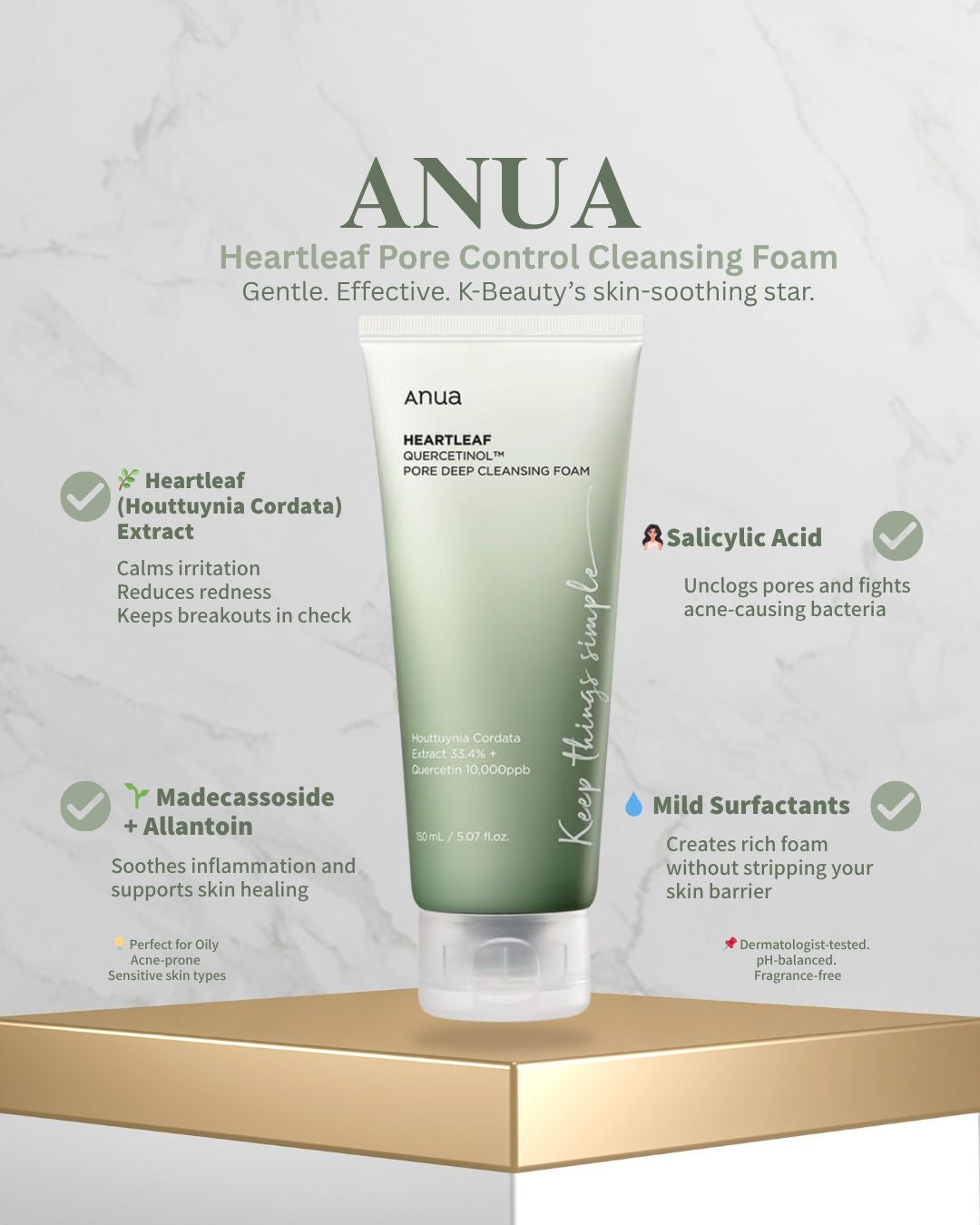 Anua - Heartleaf Quercetinol Pore Deep Cleansing Foam